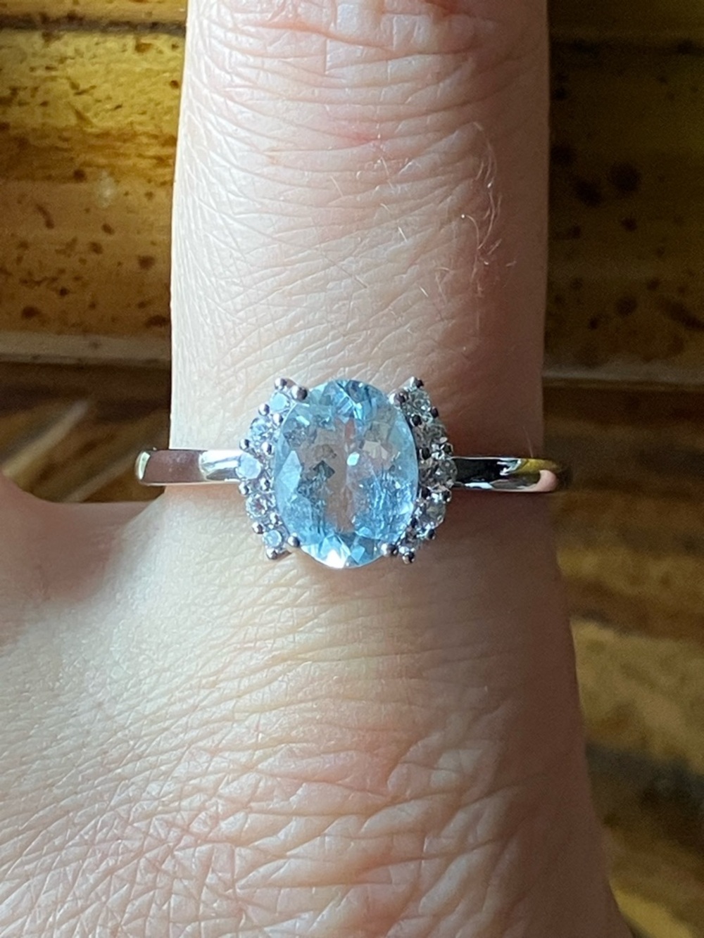 Natural Aquamarine Sterling Silver Ring Size 9.75
